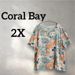 Coral Bay 【2X】フローラルプリント 半袖Tシャツ