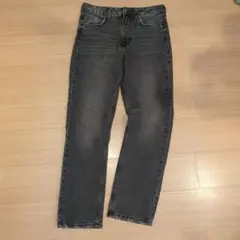 極美品H&Mダークグレーブラック38ストレートハイウエストデニム