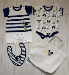 【新品】ディズニー　ミッキー　半袖　ロンパ　スタイ　バッグ　4点セット　80cm