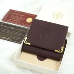 新品　箱付き　Cartier カルティエ　小銭入れ　コインケース　ボルドー