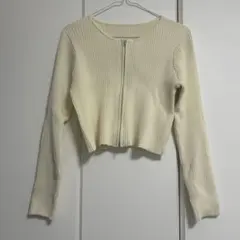 ダブルジップリブニットカーディガン