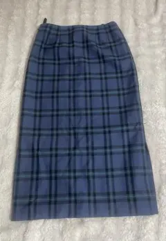 【美品】アンタイトル チェック柄 タイトスカート ブルー 日本製 ウール混 1