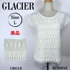 ★美品★ GLACIER レース模様 ノースリーブトップス アイボリー Lサイズ
