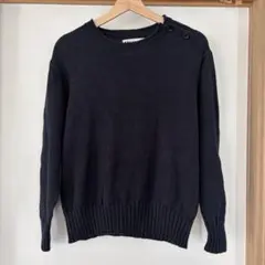 【MHL.】レディース長袖ニットセーター 肩ボタン付き コットンリネン