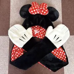 【美品】ミニーマウス マフラー ファンキャップ 帽子 ドット