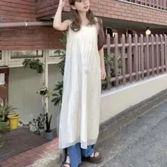 Kastane プリーツワッシャーワンピース アイボリー