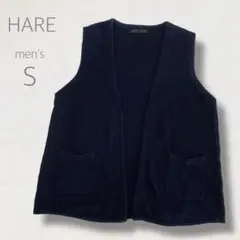 HARE ハレ ベスト S ネイビー カジュアル シンプル 麻 綿 快適 Y2K