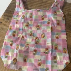 ぐんまちゃん エコバッグ パステルチェック柄 チャーム付き