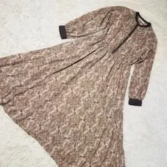美品 Sonny Label ダマスクプリントワンピース ロング丈 ブラウン F