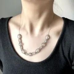 【着画あり】ANEMONE スネークチェーン クリアビーズネックレス シルバー