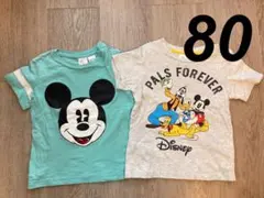 H&M ミッキーマウス Tシャツ 半袖 2枚セット 80