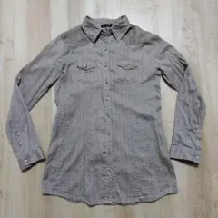 【値下げ】ベージュ 丈長め長袖シャツ L サイズ