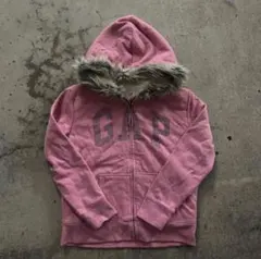 Gap ピンク　ジップパーカー　中ボア　ファー　y2k 平成ギャル　短丈