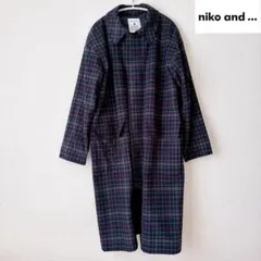 【美品】ニコアンド Niko and... チェックステンカラーコート