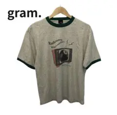 gram. グレー/グリーン Tシャツ　人気　袖リブ　夏物　トレンドカラー　半袖