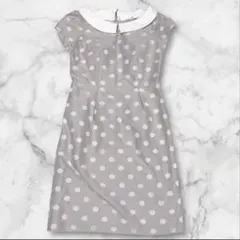 【希少美品】クイーンズコート　ドットワンピース　タイト　襟付き　2way