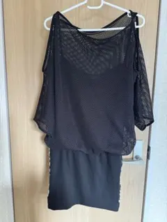 BLACK QUEEN メッシュトップス レイヤード風 ワンピースのサムネイル
