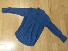 UNIQLO ドット柄長袖シャツ ネイビー Sサイズ