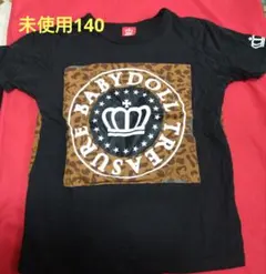 未使用ベビードール１４０黒xヒョウ柄　Tシャツ