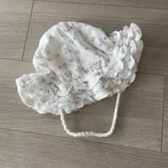 ジェラートピケ BABY ハット ベビー帽子 フリル付き 花柄 コットン