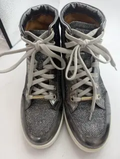 JIMMY CHOO ハイカットスニーカー グリッター シルバー 35