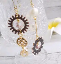 621.スチームパンク風ロングピアスイヤリング