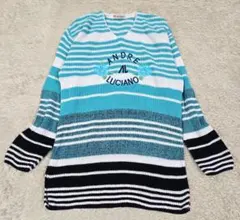 ANDRE LUCIANO アンドレルチアーノ◆Vネック 長袖ニット ボーダー