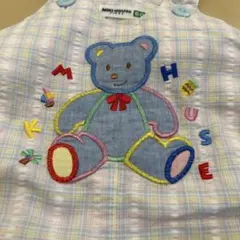 T*u様 ミキハウス クマ刺繍 美品 チェックロンパース