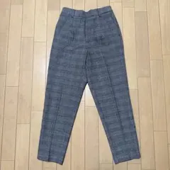 GU 起毛タックテーパードパンツ チェック 2 グレー Sサイズ
