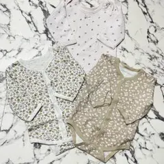 綿100% 西松屋　ロンパース　80cm ３点セット　まとめ売り　女の子　秋冬