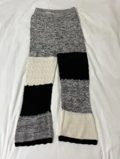 パッチワークニットフレアパンツ