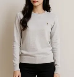 【美品】ポロラルフローレン ワッフルスウェット長袖 マルチポニー刺繍 XS