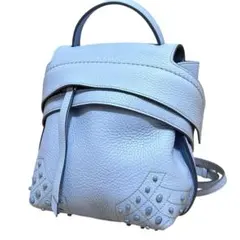 極美品 トッズ ウェーブバッグ ミニ リュック 3way レザー ブルー
