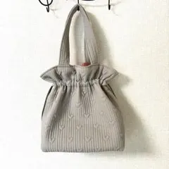 ハンドメイド ヌビ巾着バッグ トートバッグ 底板付き ダークブラウン