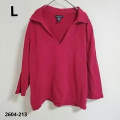 AMERICAN EAGLE【L】スキッパー襟 カットソー ボルドーのサムネイル