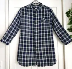 ❤レディース　トップス七分袖チュニックシャツ✨Lチェック柄⭐Used