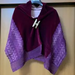 着物用ショール　〜＊ベルベット&レース＊〜　(クリップは含まず)裏地に汚れあり