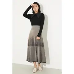 【rienda】BigカラーMIXボーダーニットワンピース