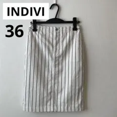 INDIVI ストライプ タイトスカート 36