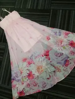 花柄 キャミマキシワンピース ピンク ロング丈のサムネイル