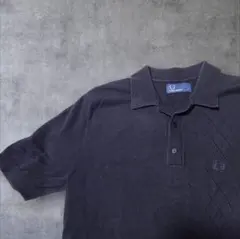 【S】フレッドペリー 半袖ニット ポロシャツ ネイビー