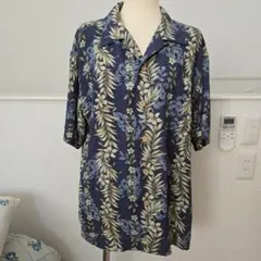 90s ラルフローレン USA製 ポロシャツ L 紺 フローラル 花柄 8620 