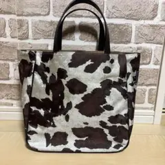 美品☆ハラコ アニマル Luna Borsa ハンドバック レザー ホルスタイン 