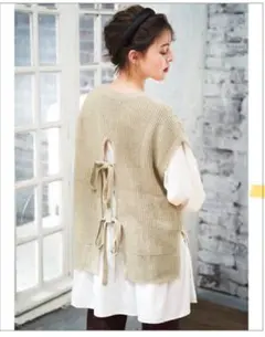 【INGNI】ケーブルバックリボンベスト＋ティアードブラウス 2点セット