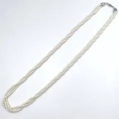 IW8】ベビーパールロングネックレス フラワー リーフチャーム 2連 3連 