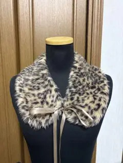 ヒョウ柄 フェイクファー つけ襟