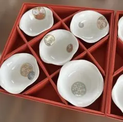 【未使用品】有田焼　深川製磁　「寿赤絵 小皿揃」　5点セット×2箱　赤文字