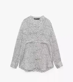 ZARA ドット柄 サテン長袖シャツ
