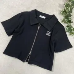 WEGO ジップアップ ポロシャツ ブラック