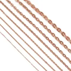 ピンク あずきチェーンネックレス サージカルステンレス ハンドメイド